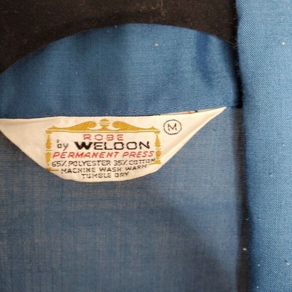 Vintage Robe By Weldon Blue Polyester Mens Robe With Belt Medium - Picture 4 of 9